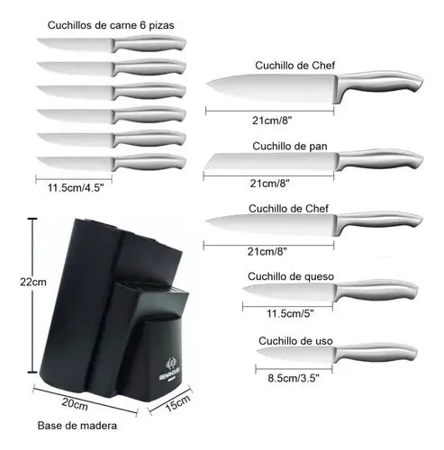 SET DE CUCHILLOS BASE AFILADORA