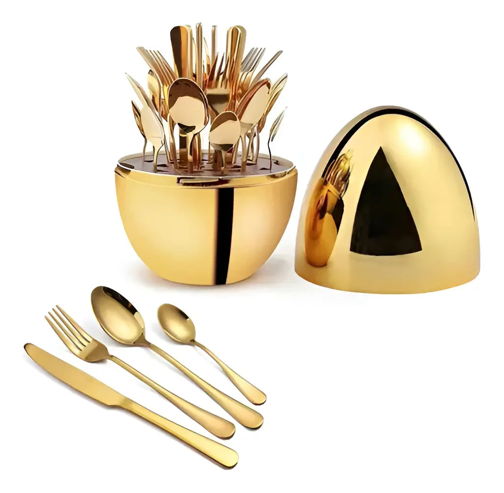 SET CUBIERTOS ESTUCHE DE HUEVO 24 PIEZAS