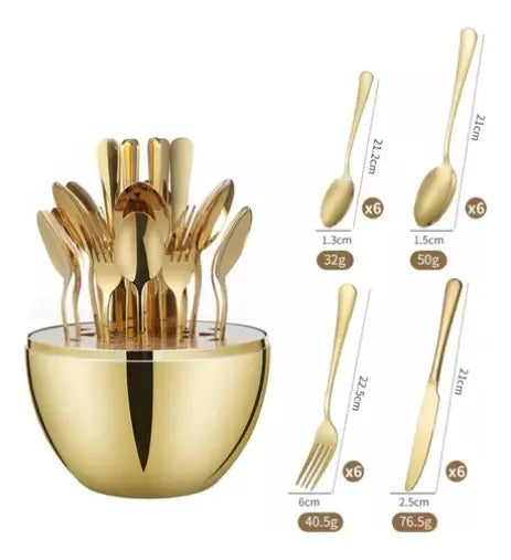 SET CUBIERTOS ESTUCHE DE HUEVO 24 PIEZAS